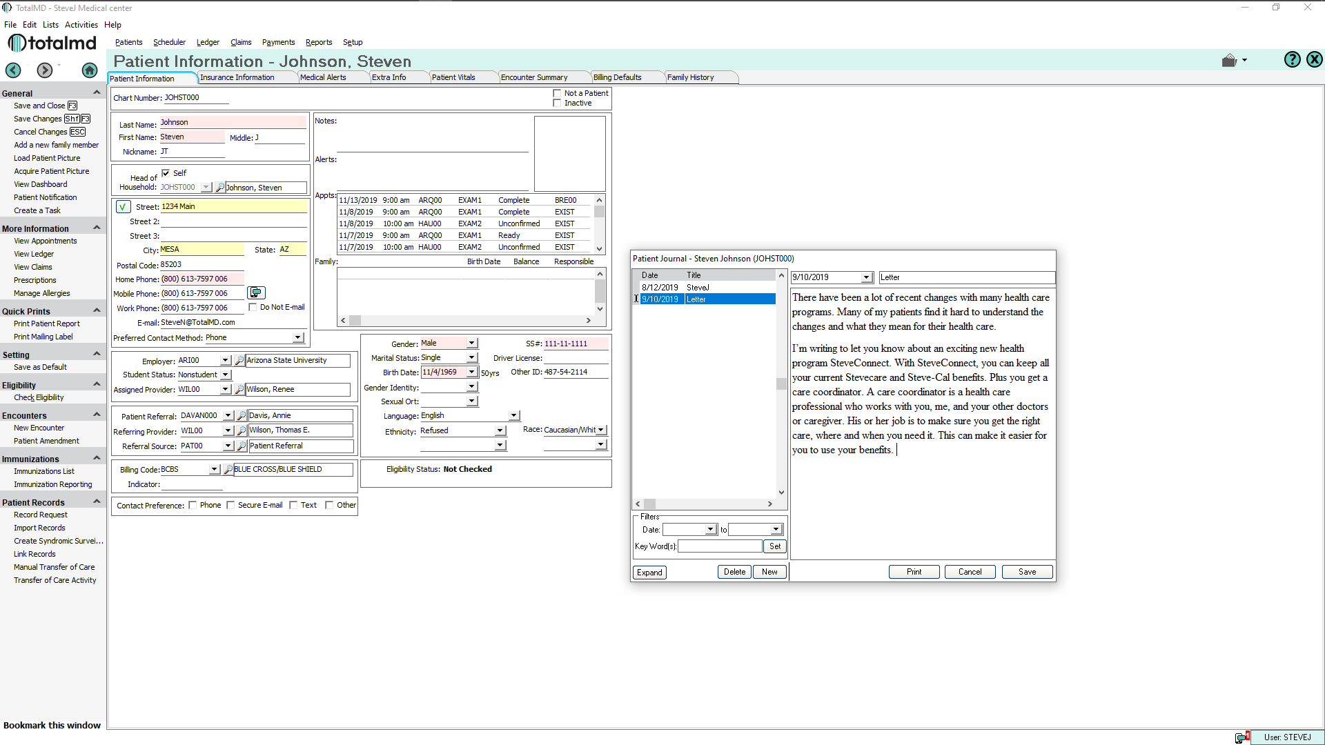 medical software patient screen